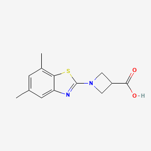 molecular formula C13H14N2O2S B1422045 1-(5,7-Dimethyl-1,3-benzothiazol-2-yl)azetidine-3-carboxylic acid CAS No. 1283108-10-0