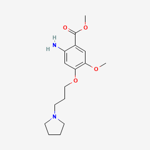 molecular formula C16H24N2O4 B1422059 Methyl 2-amino-5-methoxy-4-(3-(pyrrolidin-1-yl)propoxy)benzoate CAS No. 1320288-24-1