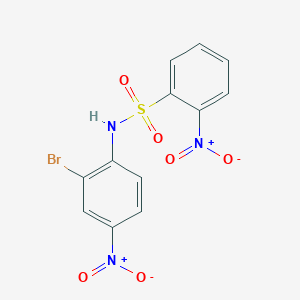 molecular formula C12H8BrN3O6S B14220668 N-(2-Bromo-4-nitrophenyl)-2-nitrobenzene-1-sulfonamide CAS No. 820961-09-9
