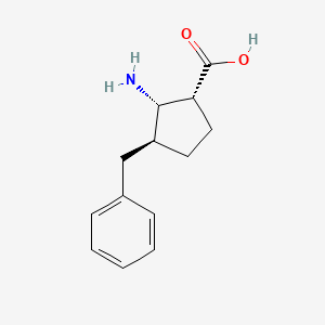 molecular formula C13H17NO2 B14220950 Cyclopentanecarboxylic acid, 2-amino-3-(phenylmethyl)-, (1R,2S,3S)- CAS No. 820236-34-8