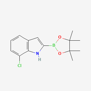 molecular formula C14H17BClNO2 B1422103 7-Chloro-2-(4,4,5,5-tetramethyl-1,3,2-dioxaborolan-2-YL)-1H-indole CAS No. 936901-92-7