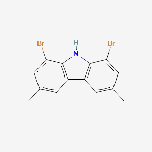 molecular formula C14H11Br2N B14221299 1,8-Dibromo-3,6-dimethyl-9H-carbazole CAS No. 549494-70-4