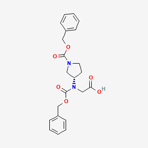 molecular formula C22H24N2O6 B1422130 (S)-2-(((Benzyloxy)carbonyl)(1-((benzyloxy)carbonyl)pyrrolidin-3-yl)amino)acetic acid CAS No. 1184179-07-4