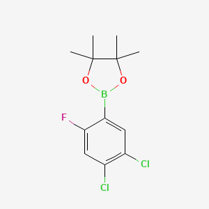 molecular formula C12H14BCl2FO2 B1422151 2-(4,5-Dichloro-2-fluorophenyl)-4,4,5,5-tetramethyl-1,3,2-dioxaborolane CAS No. 1116681-96-9