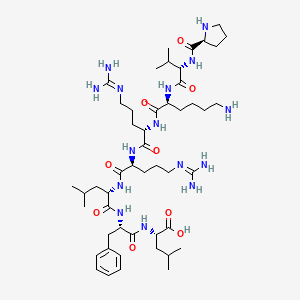 molecular formula C49H85N15O9 B14221539 L-Prolyl-L-valyl-L-lysyl-N~5~-(diaminomethylidene)-L-ornithyl-N~5~-(diaminomethylidene)-L-ornithyl-L-leucyl-L-phenylalanyl-L-leucine CAS No. 596095-60-2