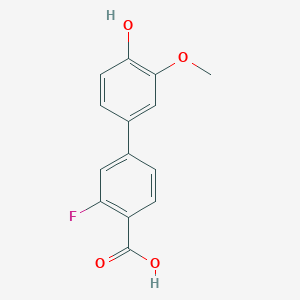 molecular formula C14H11FO4 B1422155 4-(4-Carboxy-3-fluorophenyl)-2-methoxyphenol CAS No. 1261990-34-4