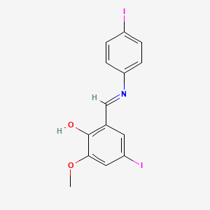 molecular formula C14H11I2NO2 B14221799 4-Iodo-6-[(4-iodoanilino)methylidene]-2-methoxycyclohexa-2,4-dien-1-one CAS No. 826994-46-1