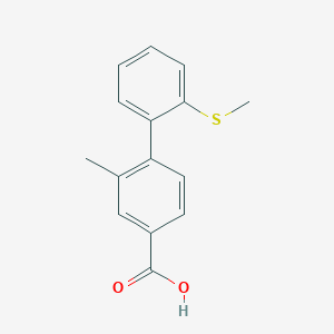 molecular formula C15H14O2S B1422185 2-Methyl-2'-(methylthio)-[1,1'-biphenyl]-4-carboxylic acid CAS No. 1192547-93-5