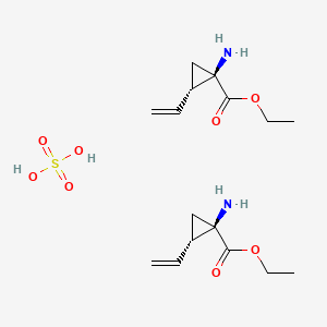 molecular formula C16H28N2O8S B1422196 (1R,2S)-ethyl 1-amino-2-vinylcyclopropanecarboxylate hemisulfate CAS No. 1173807-85-6