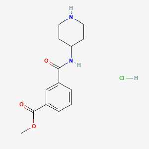 molecular formula C14H19ClN2O3 B1422200 Methyl 3-(piperidin-4-ylcarbamoyl)benzoate hydrochloride CAS No. 1233955-35-5
