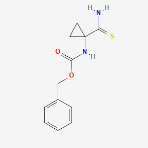 molecular formula C12H14N2O2S B14222160 Carbamic acid, [1-(aminothioxomethyl)cyclopropyl]-, phenylmethyl ester CAS No. 541528-07-8