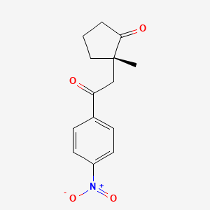 molecular formula C14H15NO4 B14222172 Cyclopentanone, 2-methyl-2-[2-(4-nitrophenyl)-2-oxoethyl]-, (2S)- CAS No. 740816-34-6