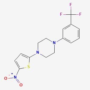 molecular formula C15H14F3N3O2S B14222221 Piperazine, 1-(5-nitro-2-thienyl)-4-[3-(trifluoromethyl)phenyl]- CAS No. 827019-70-5