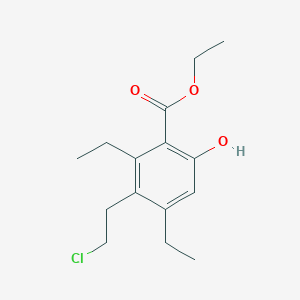 molecular formula C15H21ClO3 B14222363 Benzoic acid, 3-(2-chloroethyl)-2,4-diethyl-6-hydroxy-, ethyl ester CAS No. 824948-37-0