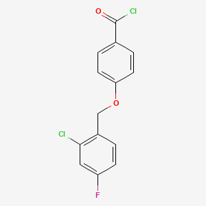 molecular formula C14H9Cl2FO2 B1422238 4-[(2-Chloro-4-fluorobenzyl)oxy]benzoyl chloride CAS No. 1160250-68-9