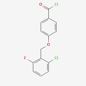 molecular formula C14H9Cl2FO2 B1422239 4-[(2-Chloro-6-fluorobenzyl)oxy]benzoyl chloride CAS No. 1160260-05-8