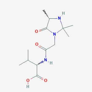 molecular formula C13H23N3O4 B14222549 N-{[(4S)-2,2,4-Trimethyl-5-oxoimidazolidin-1-yl]acetyl}-L-valine CAS No. 820235-24-3
