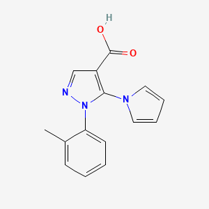 molecular formula C15H13N3O2 B1422281 1-(2-methylphenyl)-5-(1H-pyrrol-1-yl)-1H-pyrazole-4-carboxylic acid CAS No. 1279219-64-5