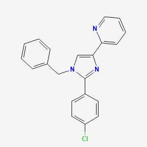 molecular formula C21H16ClN3 B14222841 Pyridine, 2-[2-(4-chlorophenyl)-1-(phenylmethyl)-1H-imidazol-4-yl]- CAS No. 831170-27-5