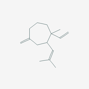 molecular formula C15H24 B14222925 Cycloheptane, 1-ethenyl-1-methyl-4-methylene-2-(2-methyl-1-propenyl)- CAS No. 826337-63-7