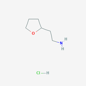 molecular formula C6H14ClNO B1422305 2-(Oxolan-2-yl)ethan-1-amine hydrochloride CAS No. 1240527-33-6