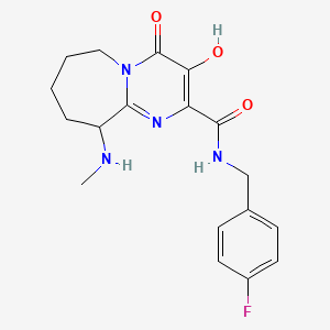 molecular formula C18H21FN4O3 B14223102 N-[(4-Fluorophenyl)methyl]-3-hydroxy-10-(methylamino)-4-oxo-4,6,7,8,9,10-hexahydropyrimido[1,2-a]azepine-2-carboxamide CAS No. 724783-88-4