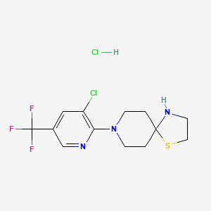 molecular formula C13H16Cl2F3N3S B1422327 8-[3-Chloro-5-(trifluoromethyl)pyridin-2-yl]-1-thia-4,8-diazaspiro[4.5]decane hydrochloride CAS No. 1242267-83-9