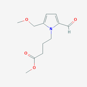 molecular formula C12H17NO4 B14223343 1H-Pyrrole-1-butanoic acid, 2-formyl-5-(methoxymethyl)-, methyl ester CAS No. 550348-26-0