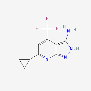 molecular formula C10H9F3N4 B1422352 6-cyclopropyl-4-(trifluoromethyl)-1H-pyrazolo[3,4-b]pyridin-3-amine CAS No. 1242267-90-8