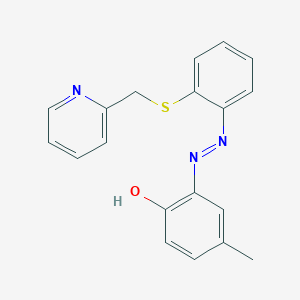 molecular formula C19H17N3OS B14223766 4-Methyl-6-[2-(2-{[(pyridin-2-yl)methyl]sulfanyl}phenyl)hydrazinylidene]cyclohexa-2,4-dien-1-one CAS No. 807612-47-1