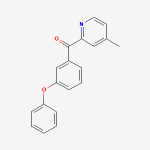 molecular formula C19H15NO2 B1422377 4-Methyl-2-(3-phenoxybenzoyl)pyridine CAS No. 1187170-80-4