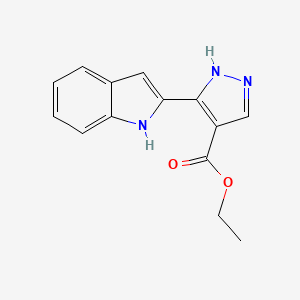 molecular formula C14H13N3O2 B14223927 Ethyl 3-(2H-indol-2-ylidene)-2,3-dihydro-1H-pyrazole-4-carboxylate CAS No. 827316-50-7