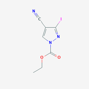 molecular formula C7H6IN3O2 B14223958 ethyl 4-cyano-3-iodo-1H-pyrazole-1-carboxylate CAS No. 827316-46-1