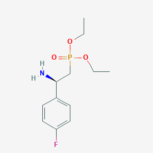 molecular formula C12H19FNO3P B14224095 Phosphonic acid, [(2R)-2-amino-2-(4-fluorophenyl)ethyl]-, diethyl ester CAS No. 827321-01-7