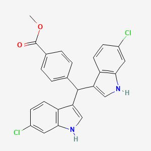 molecular formula C25H18Cl2N2O2 B14224129 Methyl 4-[bis(6-chloro-1H-indol-3-yl)methyl]benzoate CAS No. 593267-67-5