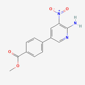 molecular formula C13H11N3O4 B1422414 Methyl 4-(6-amino-5-nitropyridin-3-yl)benzoate CAS No. 1206523-75-2