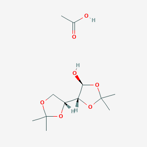 molecular formula C12H22O7 B14224184 acetic acid;(4S,5R)-5-[(4R)-2,2-dimethyl-1,3-dioxolan-4-yl]-2,2-dimethyl-1,3-dioxolan-4-ol CAS No. 565223-05-4