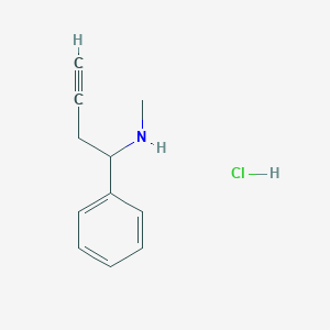 molecular formula C11H14ClN B1422441 Methyl(1-phenylbut-3-yn-1-yl)amine hydrochloride CAS No. 1251924-31-8