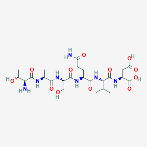 molecular formula C24H41N7O12 B14224519 L-Threonyl-L-alanyl-L-seryl-L-glutaminyl-L-valyl-L-aspartic acid CAS No. 628725-66-6