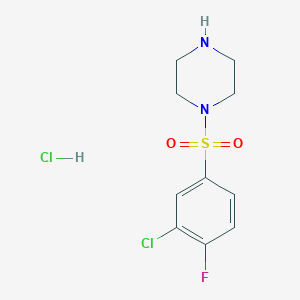 molecular formula C10H13Cl2FN2O2S B1422464 1-(3-Chloro-4-fluorobenzenesulfonyl)piperazine hydrochloride CAS No. 1251923-60-0