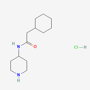 molecular formula C13H25ClN2O B1422467 2-cyclohexyl-N-(piperidin-4-yl)acetamide hydrochloride CAS No. 1269152-09-1