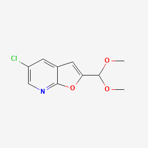 molecular formula C10H10ClNO3 B1422471 5-Chloro-2-(dimethoxymethyl)furo[2,3-b]pyridine CAS No. 1299607-74-1