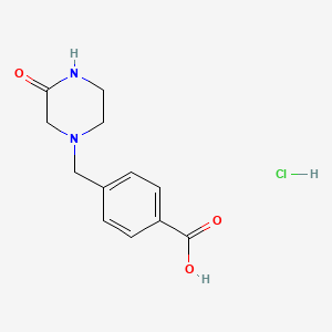 molecular formula C12H15ClN2O3 B1422474 4-[(3-Oxopiperazin-1-yl)methyl]benzoic acid hydrochloride CAS No. 1258652-09-3