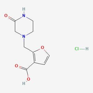 molecular formula C10H13ClN2O4 B1422475 2-[(3-Oxopiperazin-1-yl)methyl]furan-3-carboxylic acid hydrochloride CAS No. 1258651-86-3