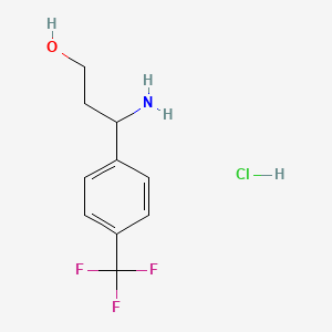molecular formula C10H13ClF3NO B1422481 3-Amino-3-(4-(trifluoromethyl)phenyl)propan-1-ol hydrochloride CAS No. 1159826-26-2