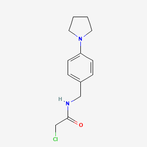 molecular formula C13H17ClN2O B1422486 2-chloro-N-{[4-(pyrrolidin-1-yl)phenyl]methyl}acetamide CAS No. 1258641-30-3