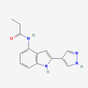 molecular formula C14H14N4O B14224861 n-[2-(1h-Pyrazol-4-yl)-1h-indol-4-yl]propanamide CAS No. 827318-23-0