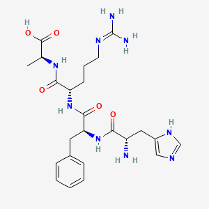 molecular formula C24H35N9O5 B14225047 L-Histidyl-L-phenylalanyl-N~5~-(diaminomethylidene)-L-ornithyl-L-alanine CAS No. 628715-91-3