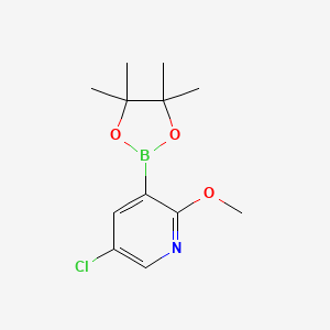 molecular formula C12H17BClNO3 B1422532 5-Chloro-2-methoxy-3-(4,4,5,5-tetramethyl-1,3,2-dioxaborolan-2-yl)pyridine CAS No. 1083168-96-0