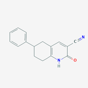 molecular formula C16H14N2O B1422540 2-Oxo-6-phenyl-1,2,5,6,7,8-hexahydroquinoline-3-carbonitrile CAS No. 1258651-15-8